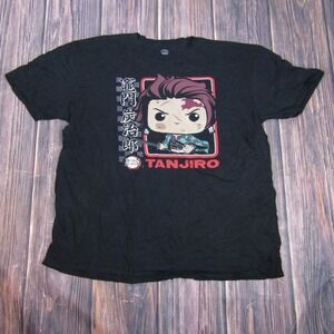 Demon Slayer Tanjiro Shirt Mens XL Black Pop Tees Anime T-Shirt Tee Funko 2022